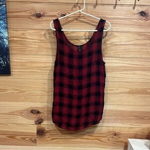 Forever 21 Red and Black Plaid Tank Top